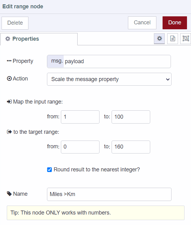 Range properties